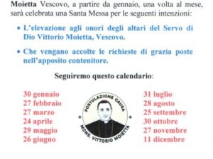 Causa Beatificazione mons. Moietta; dal primo gennaio sante Messe mensili in Cattedrale