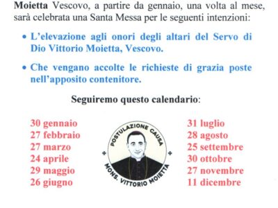 Beatificazione mons. Moietta; dal primo gennaio sante Messe mensili in Cattedrale