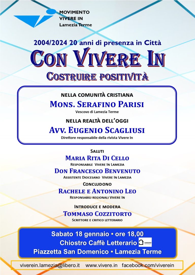 Vivere in ed i suoi 20 anni a Lamezia Terme